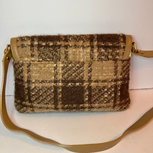 Dolce & Gabbana Women Wool Blend Plaid Crossbody Bag Authentic D&G leather strap - Picture 3 of 12